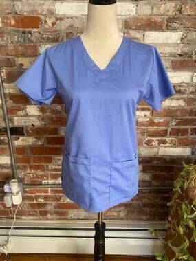 Wonder Work Everyday Durable Stretch Blue Scrub Top XXS